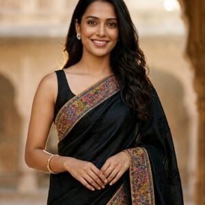 Black Color Kalamkari Saree Border